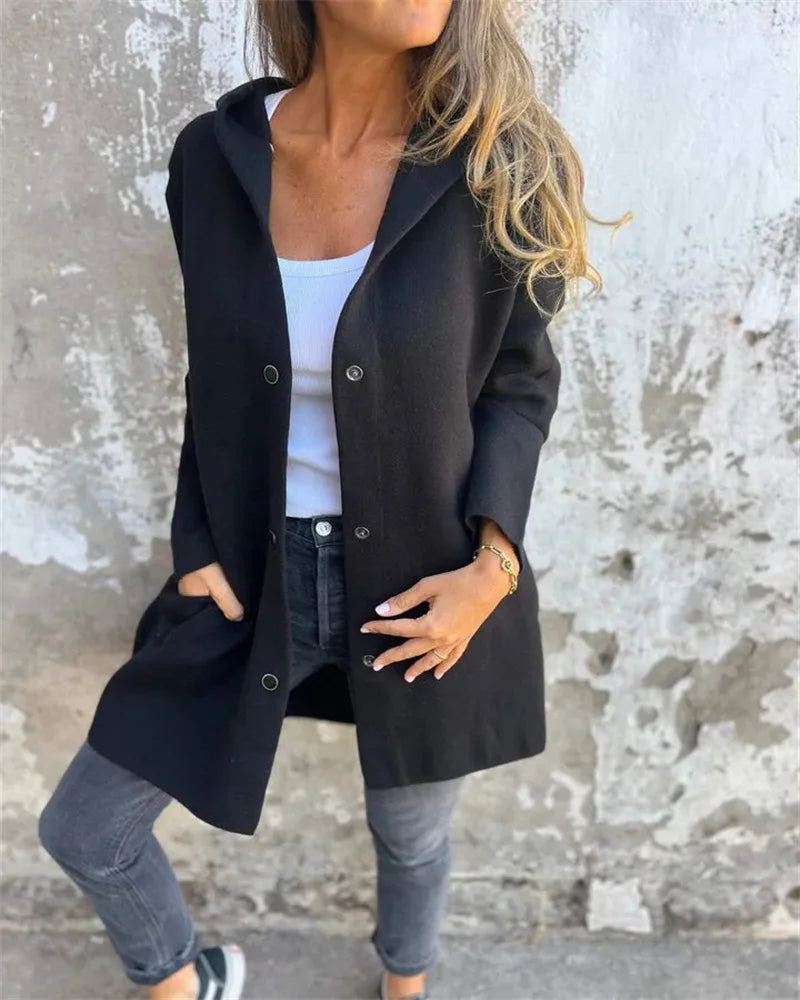 ELLA™ | STYLISH SINGLE-BREASTED HOODED JACKET